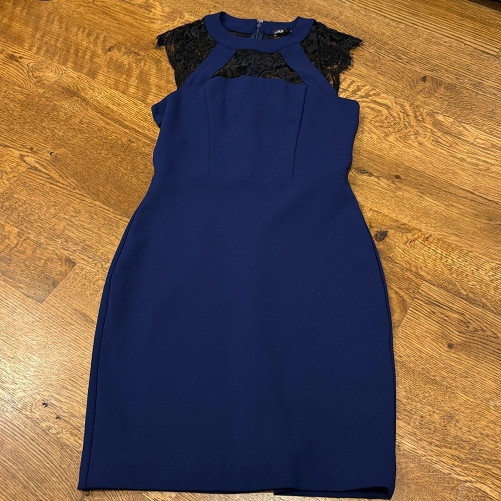 Express Women’s Midi Dress Black and Blue Size 0